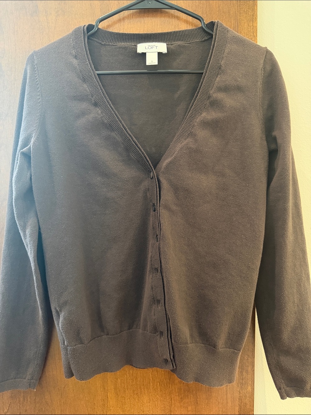 LOFT Brown V-Neck Button Cardigan Sweater
